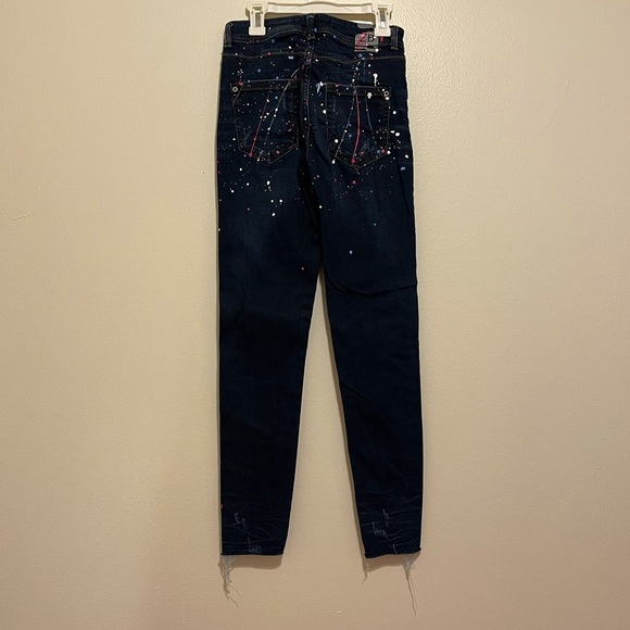 Zara Basic Paint Splatter Dark Blue Skinny Jeans Size 2 - Picture 8 of 9